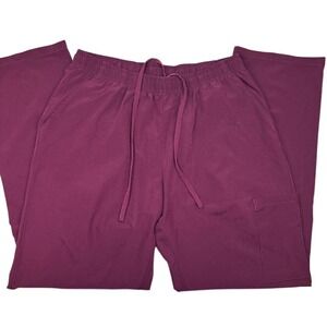 4 FLEX Womens Burgundy Scrub Pants Cargo Pockets Elastic Drawstring Large FLAW